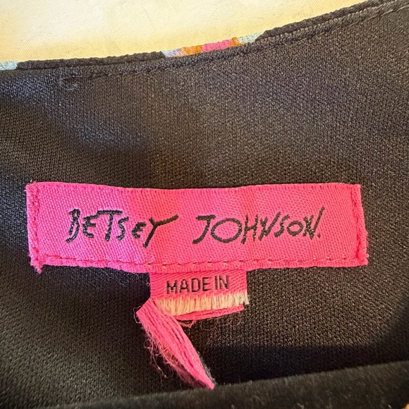 Betsey Johnson Black floral fit and flare bell sleeve midi dress L/XL see pics - Picture 6 of 9